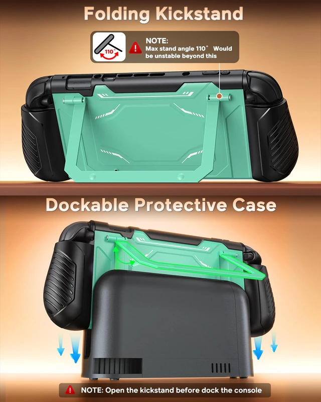 Alt view image 3 of 5 - Dockable Protective Case for Switch 2 with Hard PC Front Cover (Light Green)