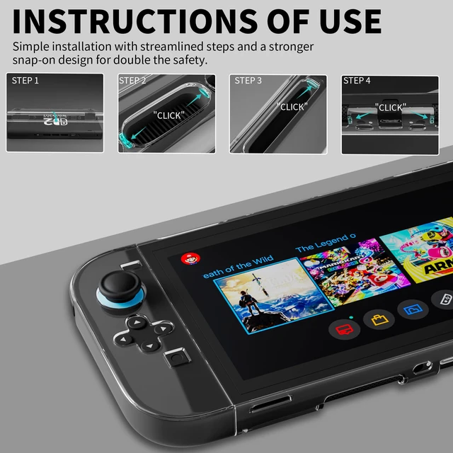 Alt view image 4 of 7 - Clear Dockable Case Compatible with Nintendo Switch 2(2025),Upgraded Version Protective Cover Shell for Switch 2,Full Protection Slim Transparent Skin Case, Anti-Scratch and Shock-Absorption