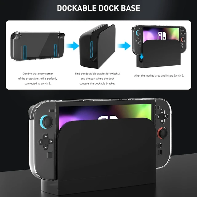 Alt view image 7 of 7 - Clear Dockable Case Compatible with Nintendo Switch 2(2025),Upgraded Version Protective Cover Shell for Switch 2,Full Protection Slim Transparent Skin Case, Anti-Scratch and Shock-Absorption