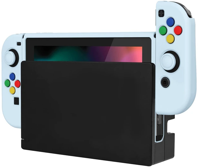 Alt view image 6 of 7 - ZealProtect Soft Protective Case for Nintendo Switch, Flexible Joycon Cover Slim Cover for Nintendo Switch with Screen Protector & Thumb Grips & Direction Button Caps - Sky Blue