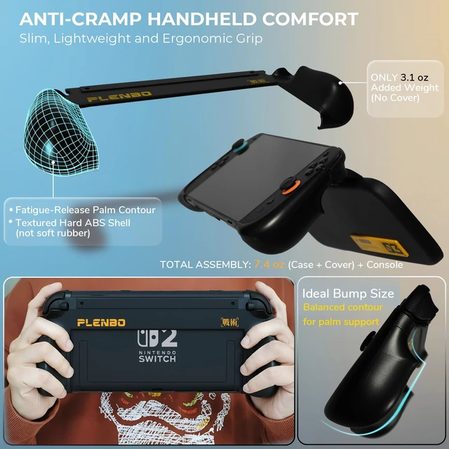 Alt view image 6 of 7 - FoldeX Switch 2 Grip Case with Detachable Flip Cover- Black | Dockable Ergonomic Handheld Protective Hard Shell for Nintendo Switch 2, 3-Mode Compatible Joy-Con 2 Controller Grip