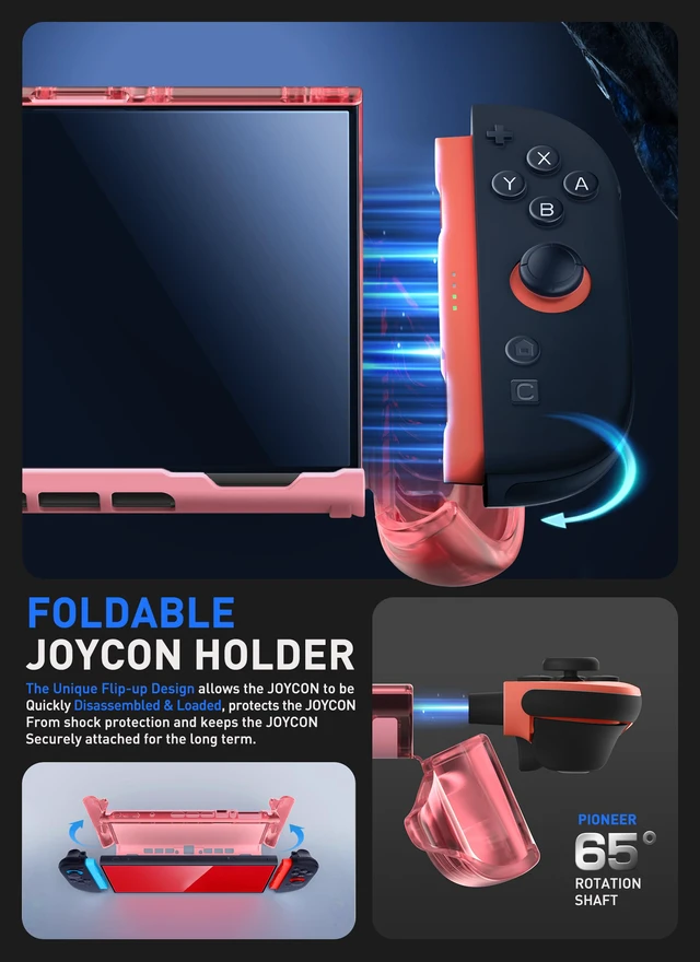 Alt view image 3 of 7 - Dockable Clear Case for Nintendo Switch 2 2025, Crystal Protective Cover with Quick-Release Joy-Con Design and TPU Grip Compatible with New Nintendo Switch 2 7.9 Inch Console (Pink)