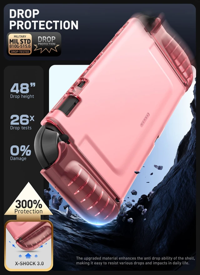 Alt view image 6 of 7 - Dockable Clear Case for Nintendo Switch 2 2025, Crystal Protective Cover with Quick-Release Joy-Con Design and TPU Grip Compatible with New Nintendo Switch 2 7.9 Inch Console (Pink)