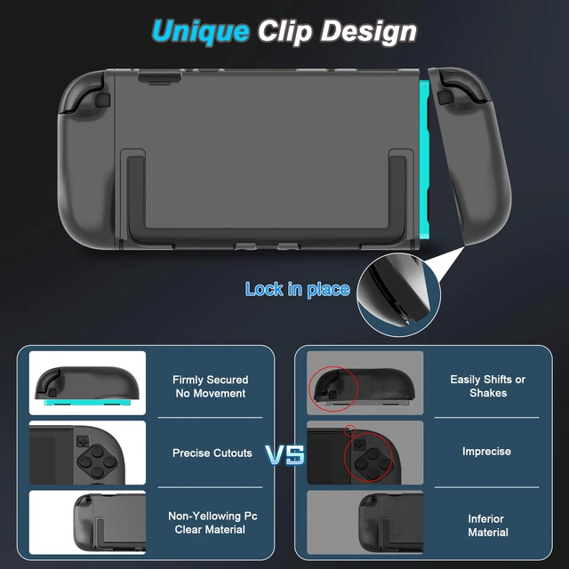 Alt view image 5 of 7 - Protective Case for Nintendo Switch 2(2025) Dockable, Upgrade Black Hard Shell for Switch 2 Case Accessories, Scratch & Shock Protection Cover for Joy con 2 with Screen Protector,8 Thumb Grip