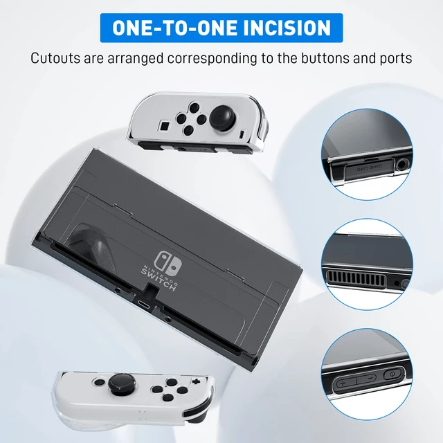 Alt view image 4 of 7 - Clear Protective Case Compatible with Nintendo Switch OLED, Dockable Hard Shell for Switch OLED Console, Soft Cover with Comfortable Grip Design for joycon Controller