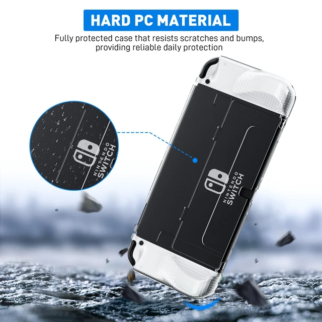 Alt view image 3 of 7 - Clear Protective Case Compatible with Nintendo Switch OLED, Dockable Hard Shell for Switch OLED Console, Soft Cover with Comfortable Grip Design for joycon Controller
