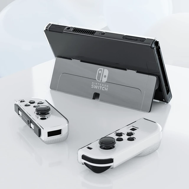 Alt view image 7 of 7 - Clear Protective Case Compatible with Nintendo Switch OLED, Dockable Hard Shell for Switch OLED Console, Soft Cover with Comfortable Grip Design for joycon Controller