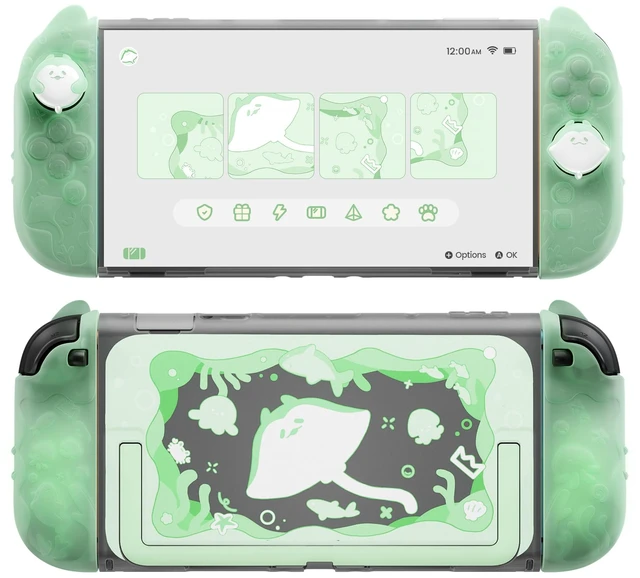 Main image of Protective Case for Nintendo Switch 2,Kawaii Ocean Whisper Series Dockable Hard Shell Case +Silicone Grips for Switch 2 with Thumb Grips & Sticker, Shockproof Protection Cover -Pastel Green