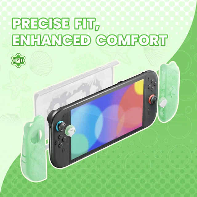 Alt view image 4 of 7 - Protective Case for Nintendo Switch 2,Kawaii Ocean Whisper Series Dockable Hard Shell Case +Silicone Grips for Switch 2 with Thumb Grips & Sticker, Shockproof Protection Cover -Pastel Green