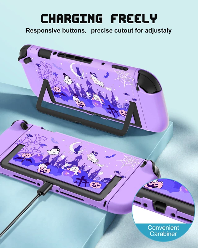 Alt view image 4 of 6 - Dockable Case for Nintendo Switch 2 - Cute Cool Cartoon Design Soft TPU Grip Cover for Joy-Con Purple Eyes PC for Switch 2 Protective Case 2025 for Boys Teens Girls