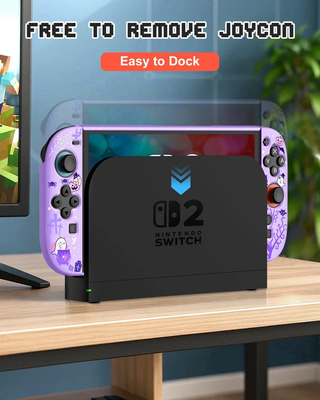 Alt view image 5 of 6 - Dockable Case for Nintendo Switch 2 - Cute Cool Cartoon Design Soft TPU Grip Cover for Joy-Con Purple Eyes PC for Switch 2 Protective Case 2025 for Boys Teens Girls