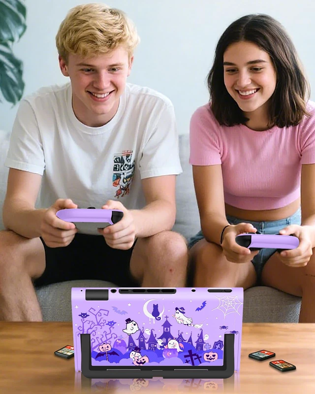 Alt view image 6 of 6 - Dockable Case for Nintendo Switch 2 - Cute Cool Cartoon Design Soft TPU Grip Cover for Joy-Con Purple Eyes PC for Switch 2 Protective Case 2025 for Boys Teens Girls