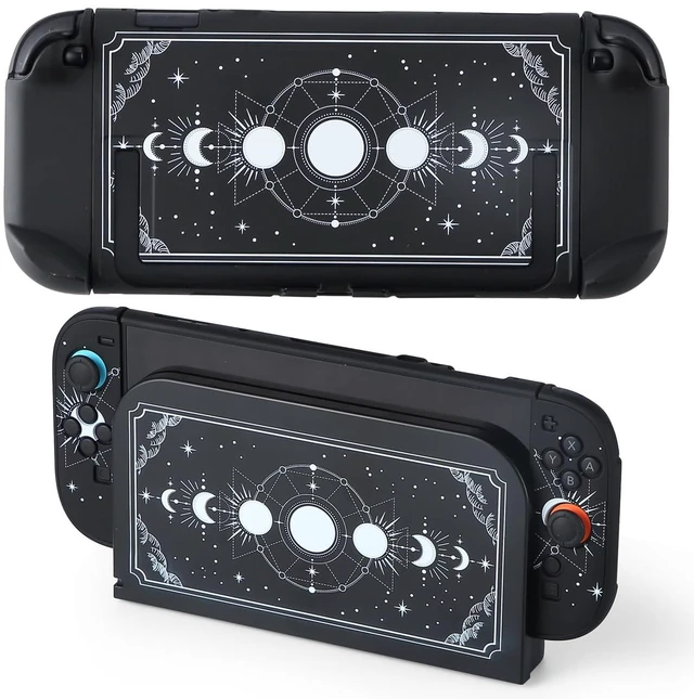 Main image of Protective Case for Switch 2, Cover Skin Dock Case for Nintendo Switch 2 2025 Console Joycon Controller Black Moon Phase Hard PC Slim Dockable Shell Kawaii Gaming Protector Accessories
