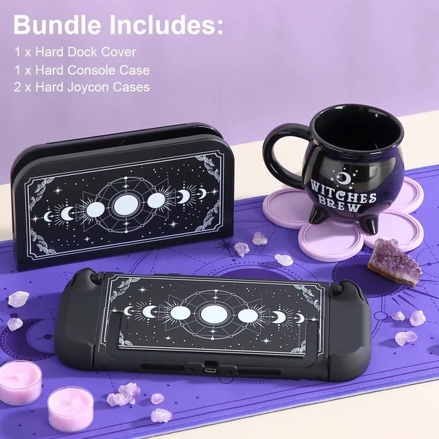 Alt view image 2 of 7 - Protective Case for Switch 2, Cover Skin Dock Case for Nintendo Switch 2 2025 Console Joycon Controller Black Moon Phase Hard PC Slim Dockable Shell Kawaii Gaming Protector Accessories