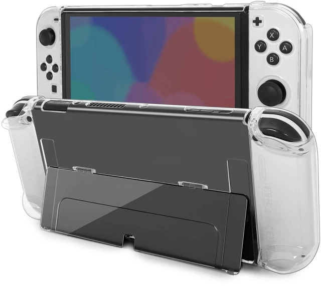 Main image of Transparent Case Compatible with Nintendo Switch OLED, Dockable Clear Protective Cover for Switch OLED, Comfort Grip Case with Shock-Absorption and Anti-Scratch Design, Clear