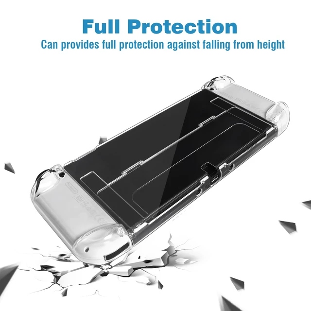 Alt view image 2 of 7 - Transparent Case Compatible with Nintendo Switch OLED, Dockable Clear Protective Cover for Switch OLED, Comfort Grip Case with Shock-Absorption and Anti-Scratch Design, Clear