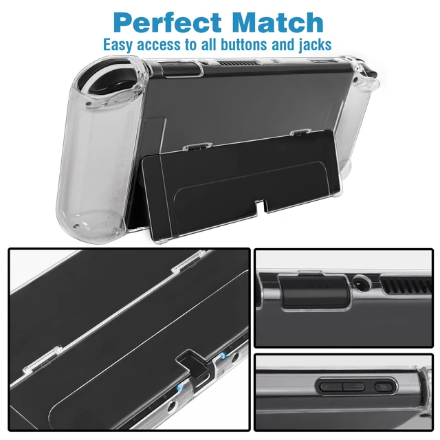 Alt view image 3 of 7 - Transparent Case Compatible with Nintendo Switch OLED, Dockable Clear Protective Cover for Switch OLED, Comfort Grip Case with Shock-Absorption and Anti-Scratch Design, Clear