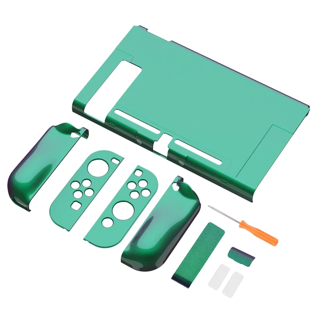 Alt view image 3 of 7 - Ergonomic Grip Case for Nintendo Switch, Upgraded Protective Hard Case Protector for Switch - Shock-absorbent Anti-Scratch Dockable Durable Cover Game Accessories, Chameleon Green Purple
