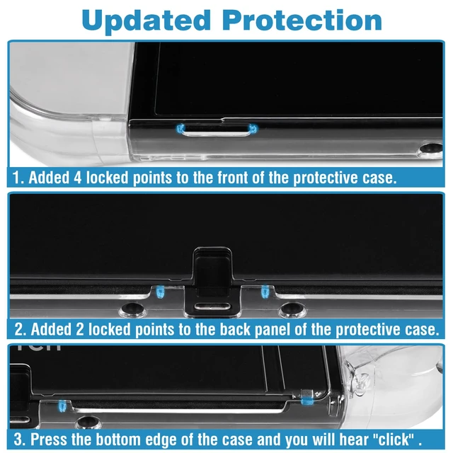 Alt view image 4 of 7 - Transparent Case Compatible with Nintendo Switch OLED, Dockable Clear Protective Cover for Switch OLED, Comfort Grip Case with Shock-Absorption and Anti-Scratch Design, Clear