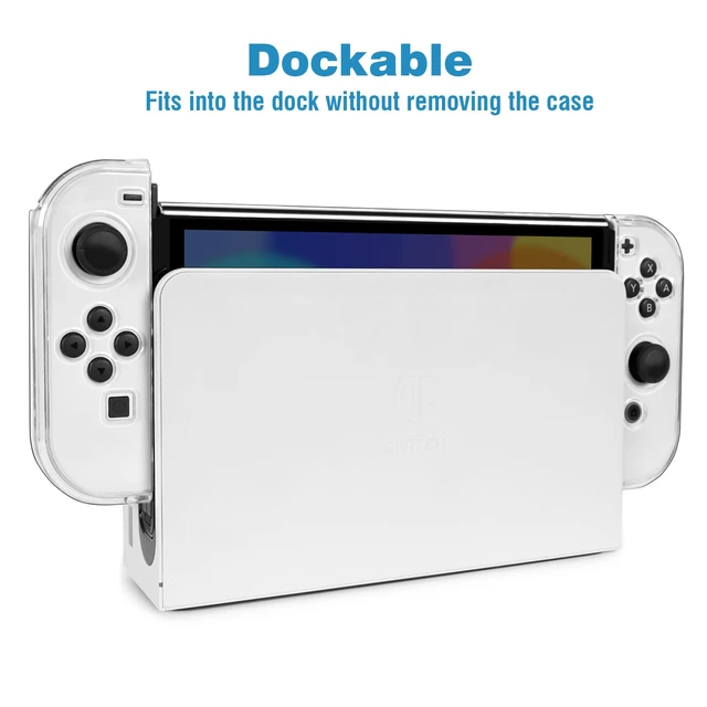 Alt view image 5 of 7 - Transparent Case Compatible with Nintendo Switch OLED, Dockable Clear Protective Cover for Switch OLED, Comfort Grip Case with Shock-Absorption and Anti-Scratch Design, Clear