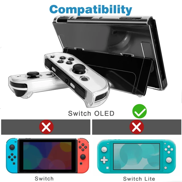 Alt view image 6 of 7 - Transparent Case Compatible with Nintendo Switch OLED, Dockable Clear Protective Cover for Switch OLED, Comfort Grip Case with Shock-Absorption and Anti-Scratch Design, Clear