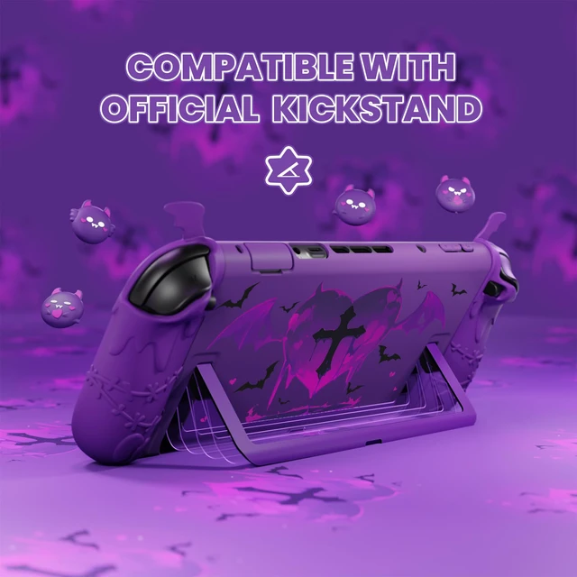 Alt view image 3 of 7 - Protective Case for Nintendo Switch 2, Kawaii Gothic Imp Series Silicone Grips + Dockable Hard Case Shell for Switch 2 with Thumb Grips & Sticker, Shockproof Protection Cover - Purple
