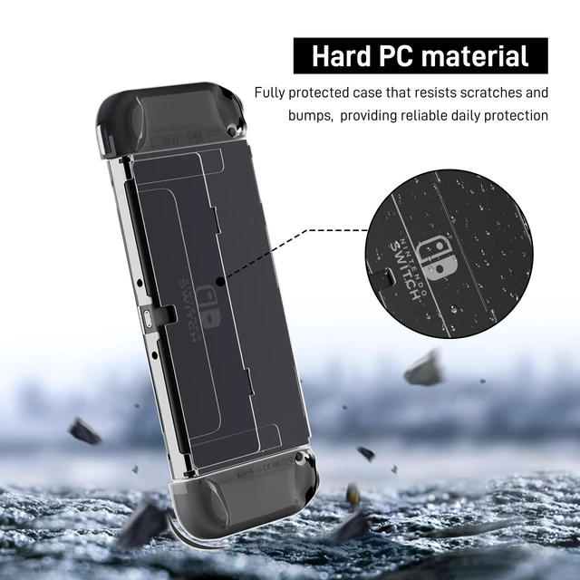 Alt view image 2 of 7 - 3 in 1 Protective Black Clear Case Cover for Nintendo Switch OLED, Dockable Skin for Switch OLED and Controller, Comfort Grip Shell with Shock-Absorption and Anti-Scratch Design
