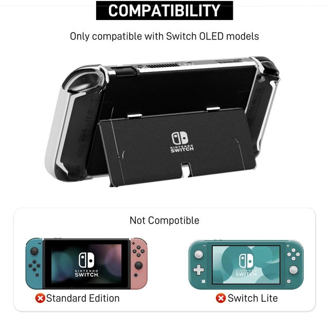Alt view image 7 of 7 - 3 in 1 Protective Black Clear Case Cover for Nintendo Switch OLED, Dockable Skin for Switch OLED and Controller, Comfort Grip Shell with Shock-Absorption and Anti-Scratch Design