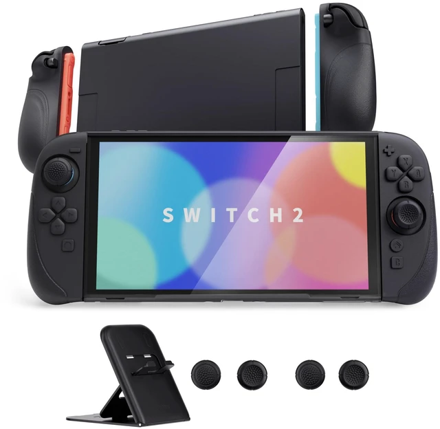 Main image of Ranger Protective Case for Nintendo Switch 2 with Stand | Ergonomic Anti-Slip Silicone Grips, Dockable Hard Shell, 4 Thumbstick Caps | Quick-Release-Joycon Design Full-Body Cover, Black