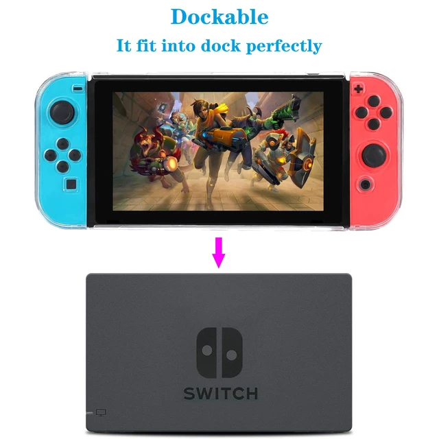 Alt view image 2 of 7 - Dockable Clear Case for Nintendo Switch, Protective Case Cover for Nintendo Switch and Joy Con Controller- Crystal Clear