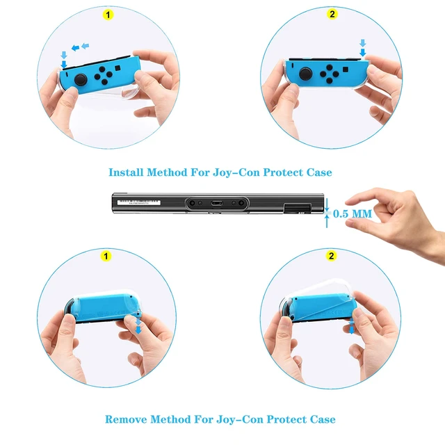 Alt view image 6 of 7 - Dockable Clear Case for Nintendo Switch, Protective Case Cover for Nintendo Switch and Joy Con Controller- Crystal Clear