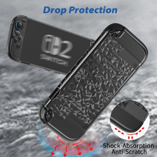 Alt view image 3 of 7 - Case Compatible with Nintendo Switch with Protective Film, Transparent Protective Case for Nintendo Switch with Switch Protective Film and Grip Cover Case, Shock Absorption and AntiScratch