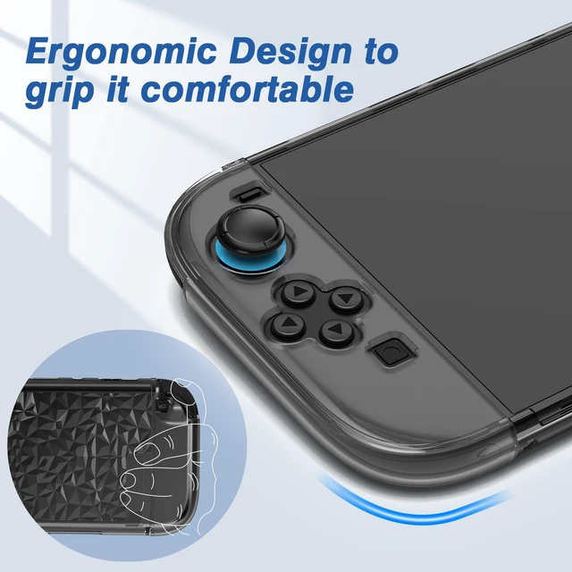 Alt view image 4 of 7 - Case Compatible with Nintendo Switch with Protective Film, Transparent Protective Case for Nintendo Switch with Switch Protective Film and Grip Cover Case, Shock Absorption and AntiScratch