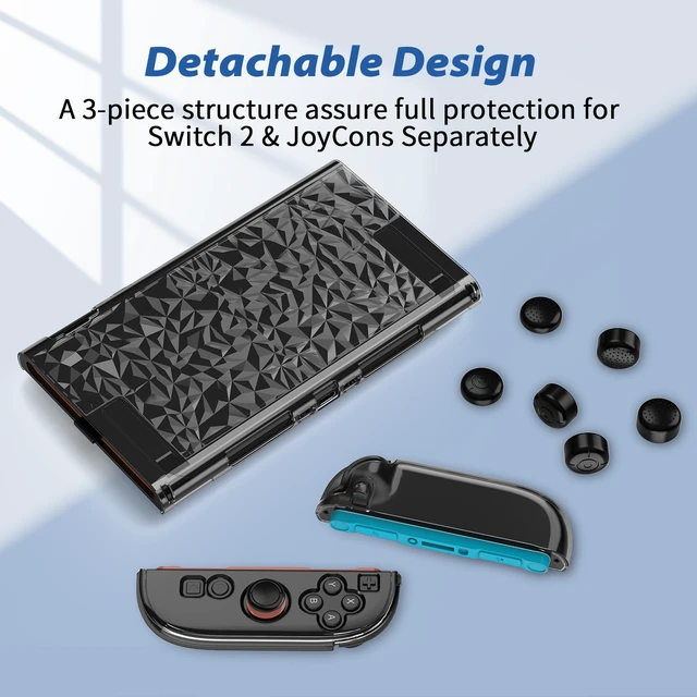 Alt view image 5 of 7 - Case Compatible with Nintendo Switch with Protective Film, Transparent Protective Case for Nintendo Switch with Switch Protective Film and Grip Cover Case, Shock Absorption and AntiScratch