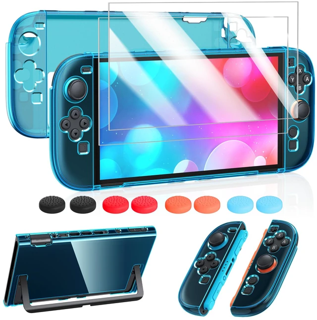 Main image of Protective Case for Nintendo Switch 2, Slim Hard Shell Accessories | Switch 2 Cute Case, Scratch&Shock Protection Cover with Screen Protector, 8 Thumb Grip (Translucent Blue, Switch 2 7.9inch)