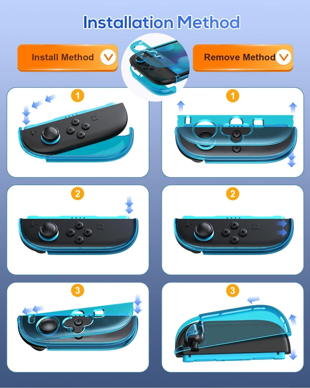 Alt view image 4 of 7 - Protective Case for Nintendo Switch 2, Slim Hard Shell Accessories | Switch 2 Cute Case, Scratch&Shock Protection Cover with Screen Protector, 8 Thumb Grip (Translucent Blue, Switch 2 7.9inch)