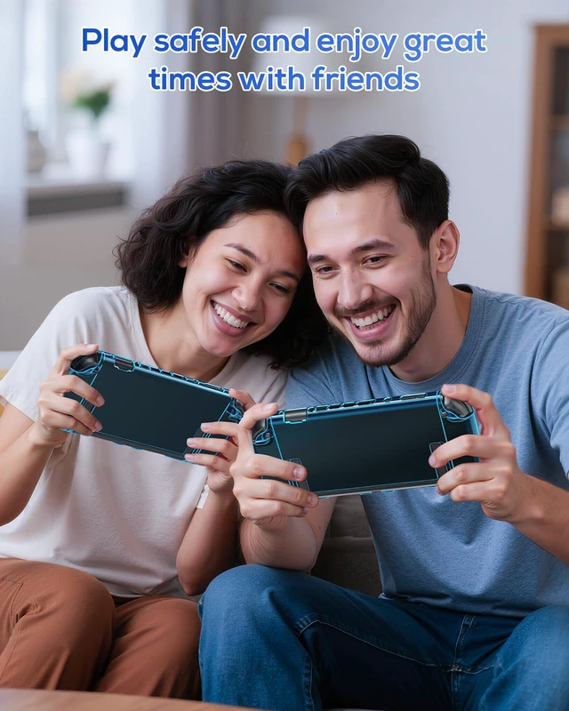 Alt view image 7 of 7 - Protective Case for Nintendo Switch 2, Slim Hard Shell Accessories | Switch 2 Cute Case, Scratch&Shock Protection Cover with Screen Protector, 8 Thumb Grip (Translucent Blue, Switch 2 7.9inch)