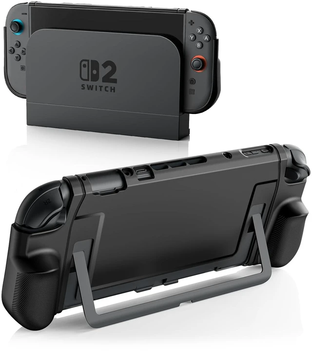 Main image of TPU Grip Dockable Case for Nintendo Switch 2 2025, Black | Protective Cover, Ergonomic Design for Switch 2 Console & JoyCon, Precise Cutouts, Shock-Absorption Anti-Scratch