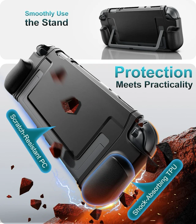 Alt view image 4 of 7 - TPU Grip Dockable Case for Nintendo Switch 2 2025, Black | Protective Cover, Ergonomic Design for Switch 2 Console & JoyCon, Precise Cutouts, Shock-Absorption Anti-Scratch