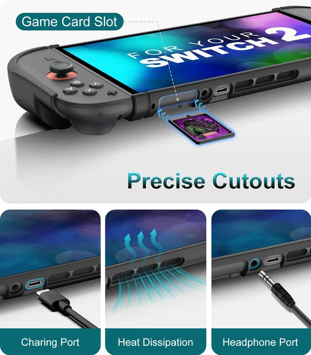 Alt view image 5 of 7 - TPU Grip Dockable Case for Nintendo Switch 2 2025, Black | Protective Cover, Ergonomic Design for Switch 2 Console & JoyCon, Precise Cutouts, Shock-Absorption Anti-Scratch