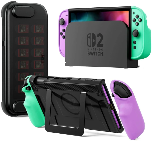 Main image of P2 Dockable Split Protective Grip Case for Nintendo Switch 2 | Joy-Con Lock Firmly, Ergonomic Grips, Stable Metal Kickstand, Magnetic Ring, Travel Front Cover, 12 Game Card Slots