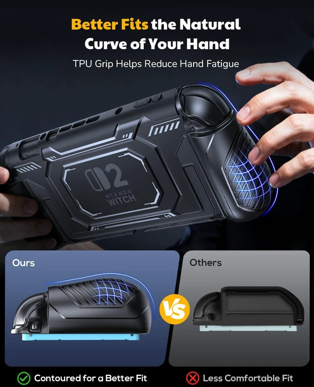 Alt view image 4 of 7 - Dockable Case for Nintendo Switch 2 with Front Cover, TPU Switch 2 Protective Cover with Split Design Non-Slip Ergonomic Grip for Joycon 2, Anti-Scratch Case with 12 Game Slots for Switch2
