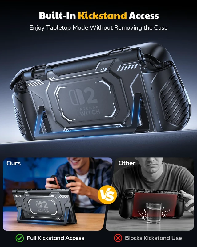 Alt view image 5 of 7 - Dockable Case for Nintendo Switch 2 with Front Cover, TPU Switch 2 Protective Cover with Split Design Non-Slip Ergonomic Grip for Joycon 2, Anti-Scratch Case with 12 Game Slots for Switch2