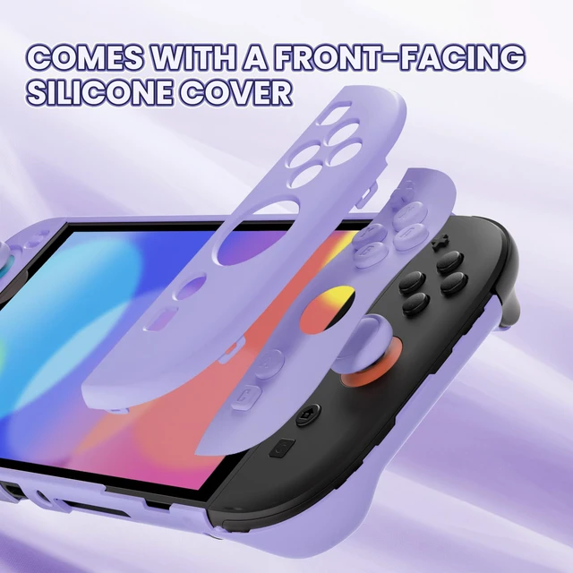 Alt view image 4 of 7 - Protective Case for Nintendo Switch 2 - Cute Dockable Hard Case Shell for Switch 2 with Thumb Grip & Sticker & Button Caps, Anti-Scratch & Shockproof Cover Skin - Light Violet