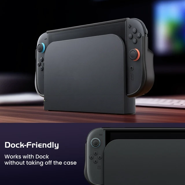 Alt view image 3 of 7 - Dockable Protective Case for Nintendo Switch 2, TPU Ergonomic Grip Cover | with Foldable JoyCon Holder Design, Slim Shockproof Hard Shell fit for Switch 2 Console & Kickstand - Matte Black