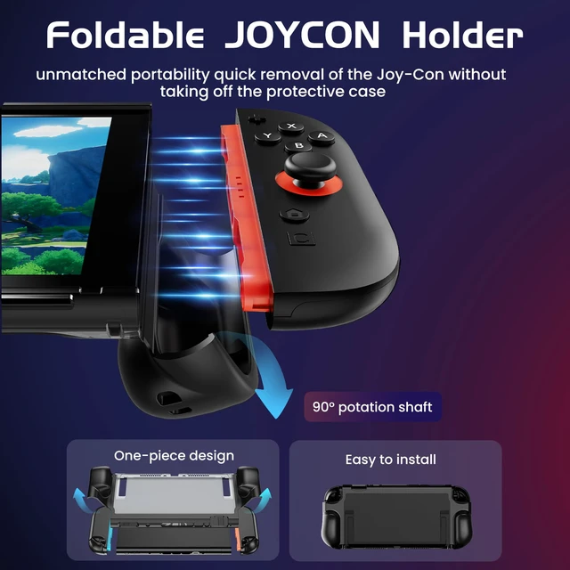 Alt view image 4 of 7 - Dockable Protective Case for Nintendo Switch 2, TPU Ergonomic Grip Cover | with Foldable JoyCon Holder Design, Slim Shockproof Hard Shell fit for Switch 2 Console & Kickstand - Matte Black