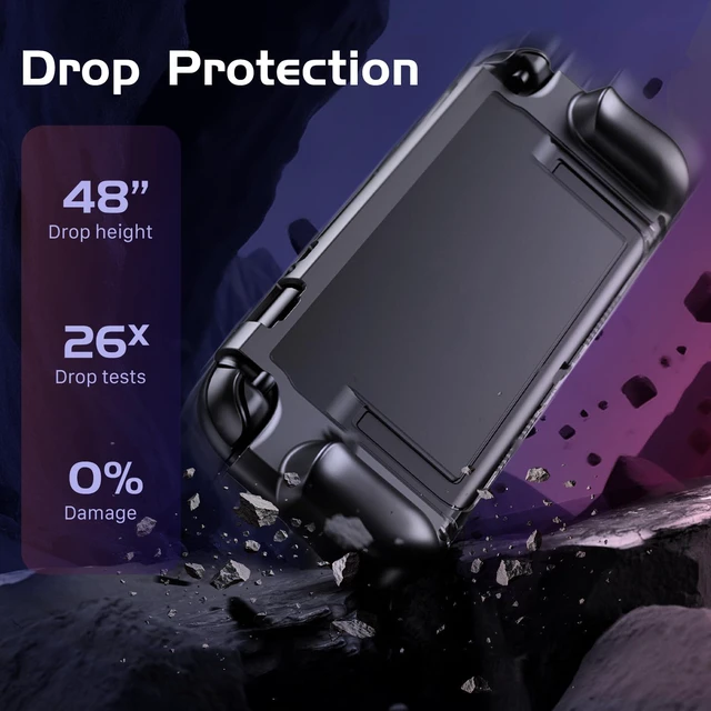 Alt view image 6 of 7 - Dockable Protective Case for Nintendo Switch 2, TPU Ergonomic Grip Cover | with Foldable JoyCon Holder Design, Slim Shockproof Hard Shell fit for Switch 2 Console & Kickstand - Matte Black