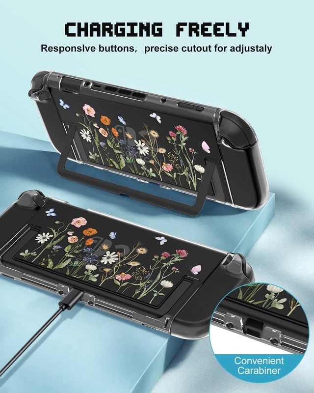 Alt view image 4 of 6 - Dockable Protective Case for Nintendo Switch 2 2025 - Cute Cartoon Flower Design Clear TPU Slim Hard Cover for Joycon 2 for Women Teens Girls Boys