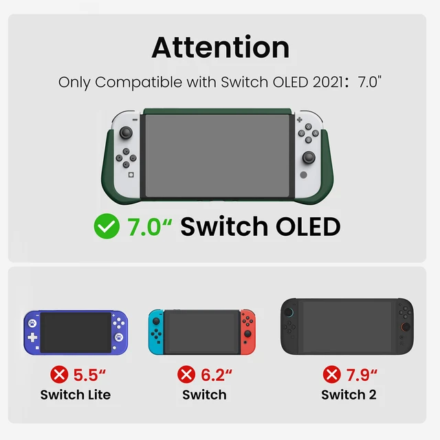 Alt view image 2 of 7 - Dockable Protective Case for Switch OLED, with Flip Game Storage | Ergonomic grip cover for Switch OLED 2021 (7.0"), Not for Switch 2 (2025 release, 7.9"), Kickstand compatible, Green