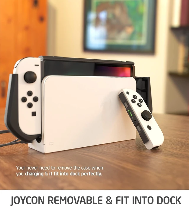 Alt view image 3 of 7 - Dockable Case for Nintendo Switch OLED 2021, Blade Series TPU Grip Protective Cover Accessories Compatible with 7 Inch and Joy-Con Controller (Black)
